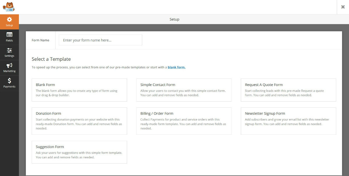 WPForms interface